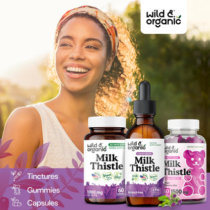 Wild & Organic Milk Thistle Liquid Drops - Liver Cleanse Detox - Silymarin Milk Thistle Supplement for Liver Support - Add to Tea - Silybum Marianum Seed Extract Tincture - Sugar & Alcohol-Free - 4 oz - PrimeBioHealth - canada supplements