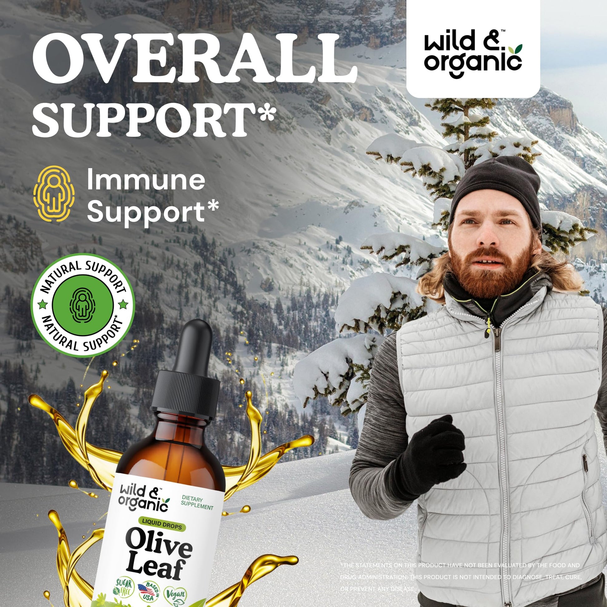 Wild & Organic Olive Leaf Extract Liquid Drops - Immune & Antioxidant Support - Oleuropein Supplement - Add to Tea Olive Leaf Tincture - Vegan, Sugar & Alcohol Free - 4 fl oz - PrimeBioHealth - canada supplements