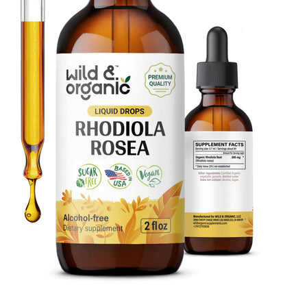 Wild & Organic Rhodiola Rosea Tincture - Rhodiola Rosea Supplement for Mood Support - Relaxing Root Extract Liquid Drops - Vegan, Sugar & Alcohol-Free - 4 fl oz - PrimeBioHealth - canada supplements