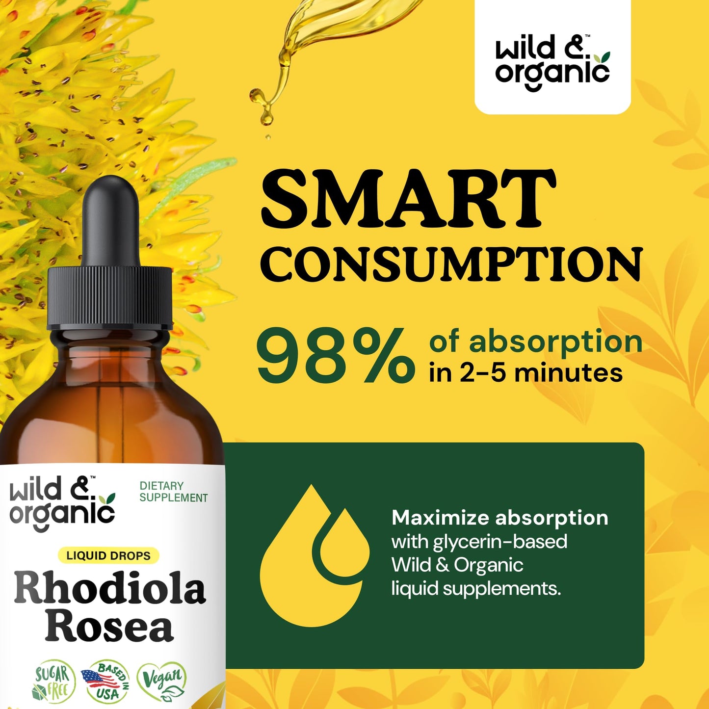 Wild & Organic Rhodiola Rosea Tincture - Rhodiola Rosea Supplement for Mood Support - Relaxing Root Extract Liquid Drops - Vegan, Sugar & Alcohol-Free - 4 fl oz - PrimeBioHealth - canada supplements