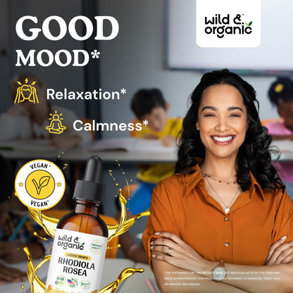 Wild & Organic Rhodiola Rosea Tincture - Rhodiola Rosea Supplement for Mood Support - Relaxing Root Extract Liquid Drops - Vegan, Sugar & Alcohol-Free - 4 fl oz - PrimeBioHealth - canada supplements