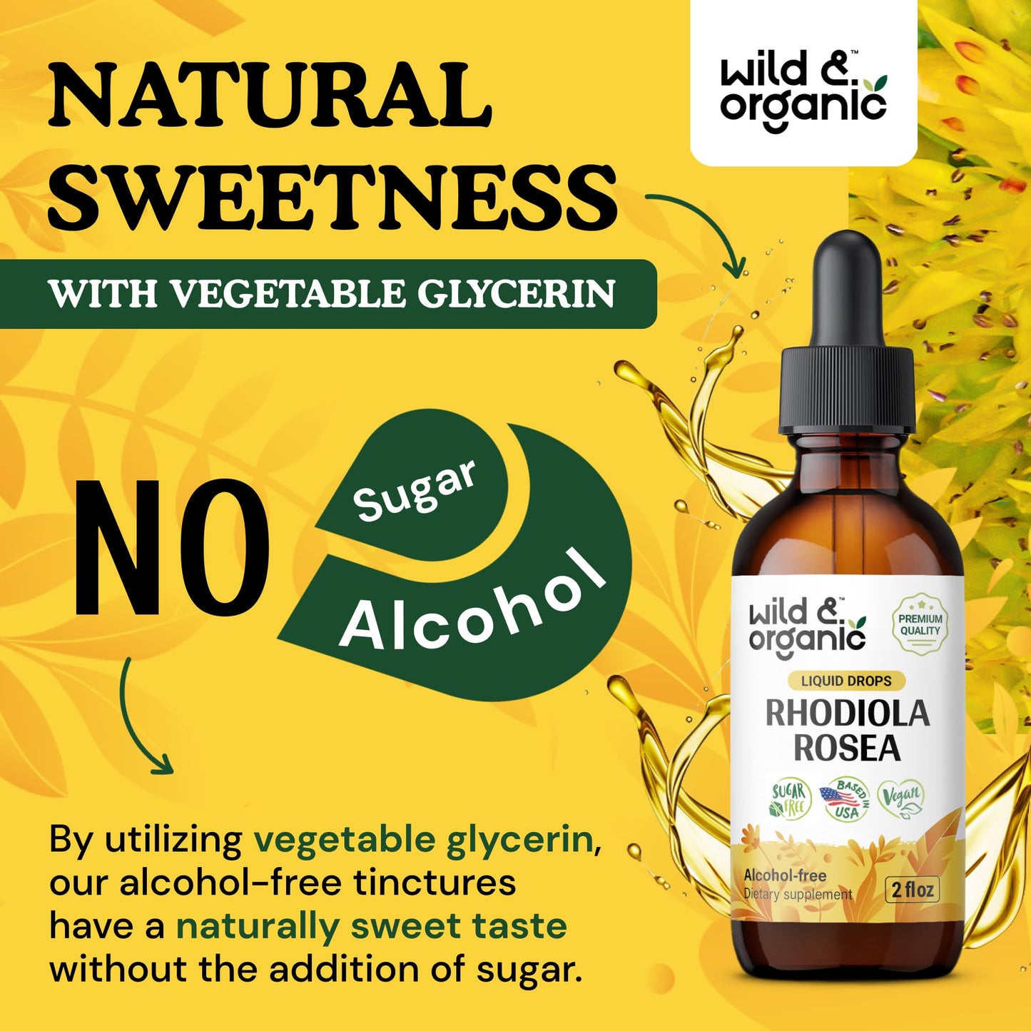 Wild & Organic Rhodiola Rosea Tincture - Rhodiola Rosea Supplement for Mood Support - Relaxing Root Extract Liquid Drops - Vegan, Sugar & Alcohol-Free - 4 fl oz - PrimeBioHealth - canada supplements