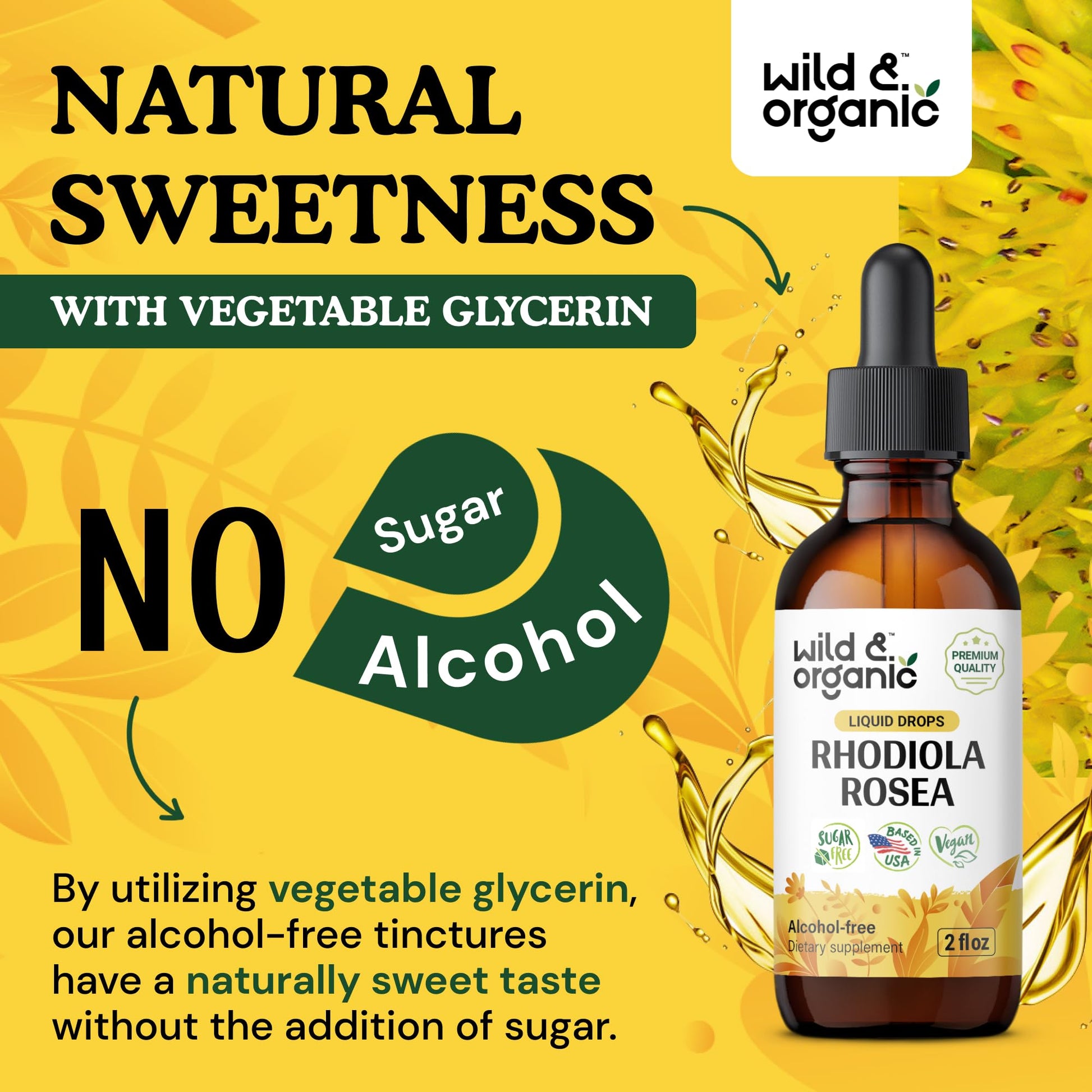 Wild & Organic Rhodiola Rosea Tincture - Rhodiola Rosea Supplement for Mood Support - Relaxing Root Extract Liquid Drops - Vegan, Sugar & Alcohol-Free - 4 fl oz - PrimeBioHealth - canada supplements