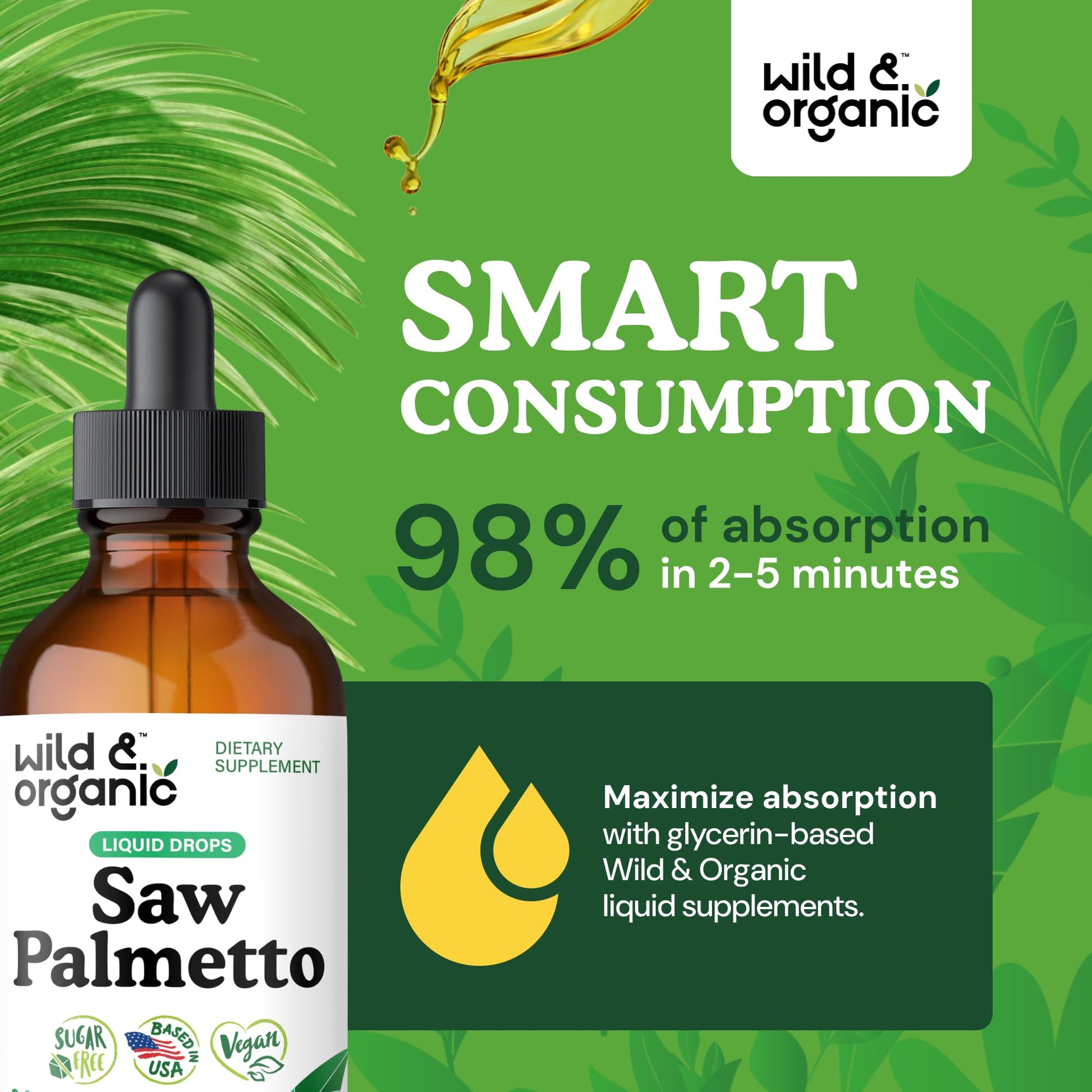 Wild & Organic Saw Palmetto for Men & Women - Urinary Tract & Hair Support - Saw Palmetto Extract Liquid Drops - Add to Tea - Serenoa Repens Berries Supplement - Vegan, Sugar & Alcohol-Free - 4 fl oz - PrimeBioHealth - canada supplements