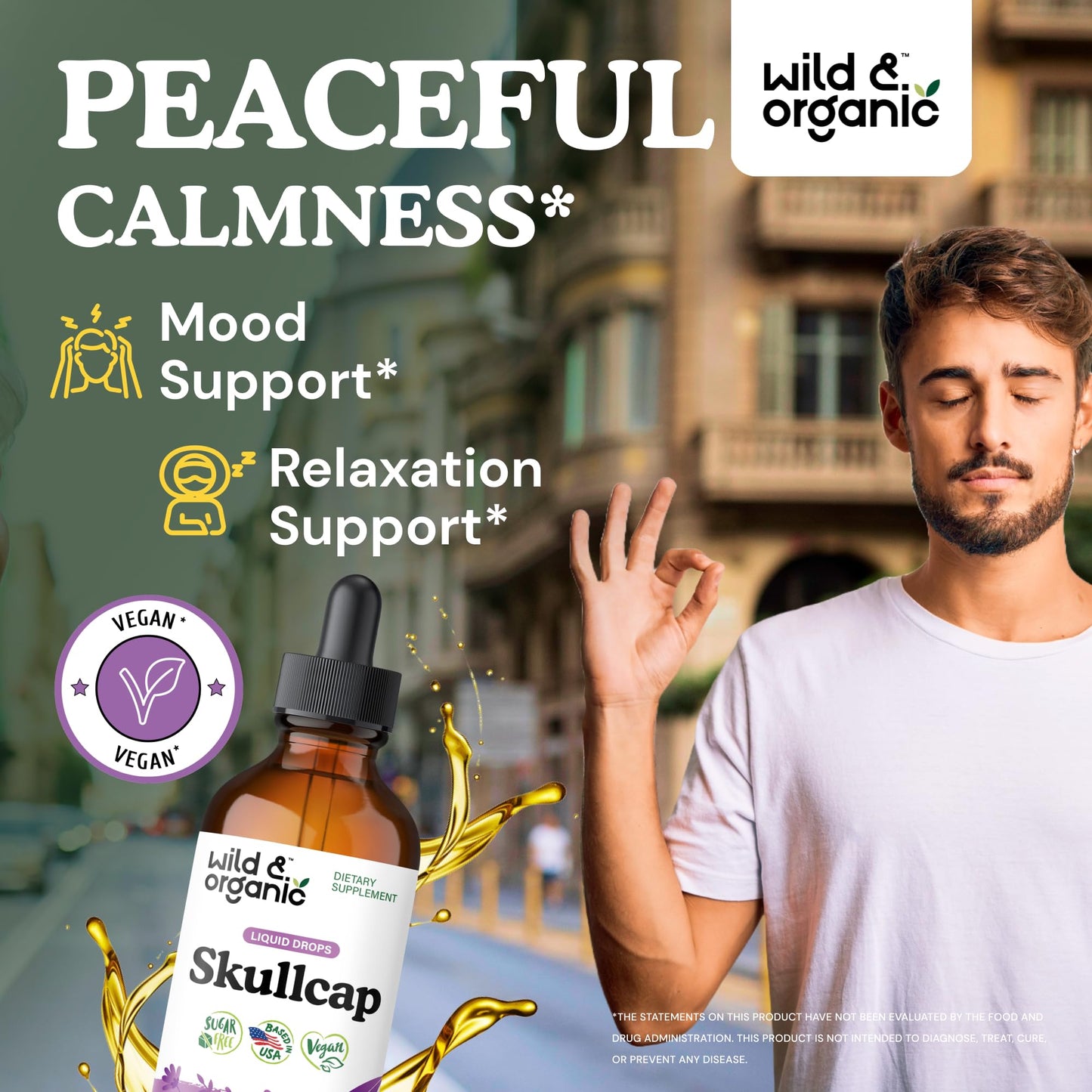 Wild & Organic Skullcap Herb Tincture - Skullcap Supplement for Mood Support - Relaxing Liquid Extract Drops - Vegan, Sugar & Alcohol-Free - 4 fl oz - PrimeBioHealth - canada supplements