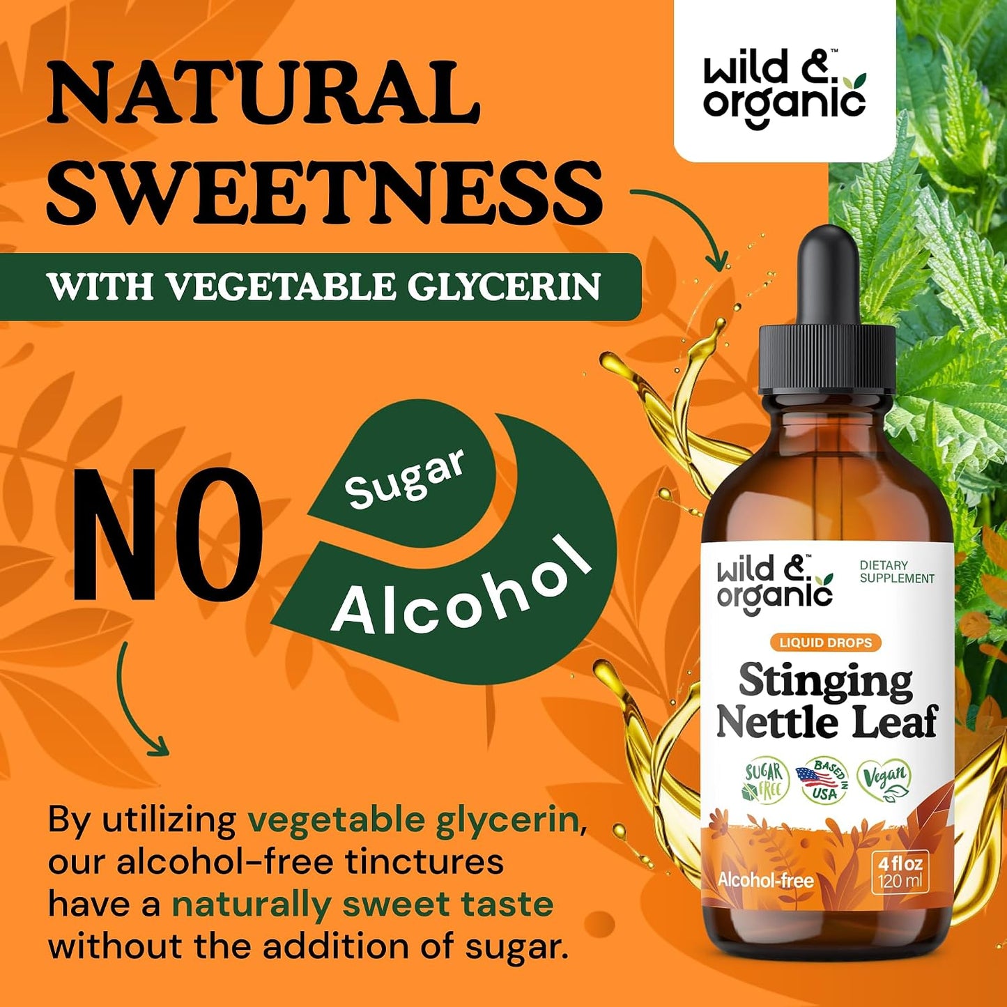 Wild & Organic Stinging Nettle Leaf Tincture - Urinary Tract Support - Stinging Nettle Extract Liquid Drops - Urtica Dioica Supplement - 5-Month Supply - Vegan, Sugar & Alcohol-Free - 4 fl oz - PrimeBioHealth - canada supplements