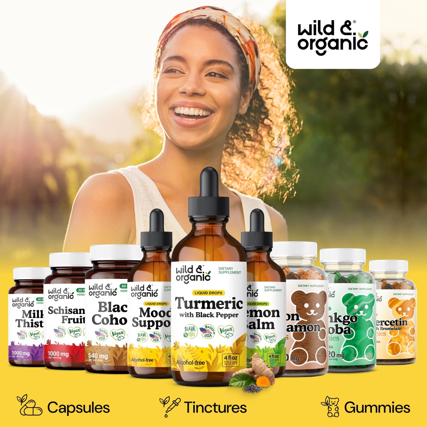 Wild & Organic Turmeric Supplement Liquid Drops - Movement & Immune Support - Liquid Turmeric with Black Pepper Extract - Add to Tea Tincture - Curcumin Supplements - Sugar & Alcohol-Free - 4 fl oz - PrimeBioHealth - canada supplements