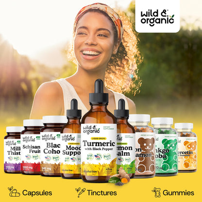 Wild & Organic Turmeric Supplement Liquid Drops - Movement & Immune Support - Liquid Turmeric with Black Pepper Extract - Add to Tea Tincture - Curcumin Supplements - Sugar & Alcohol-Free - 4 fl oz - PrimeBioHealth - canada supplements