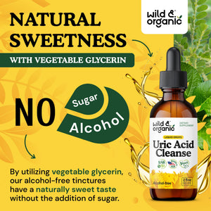 Wild & Organic Uric Acid Cleanse Liquid Drops - Tart Cherry, Turmeric, Celery, Chanca Piedra, Dandelion Root Extract Complex - Uric Acid Supplement - Vegan, Sugar & Alcohol-Free Tincture - 4 fl oz - PrimeBioHealth - canada supplements
