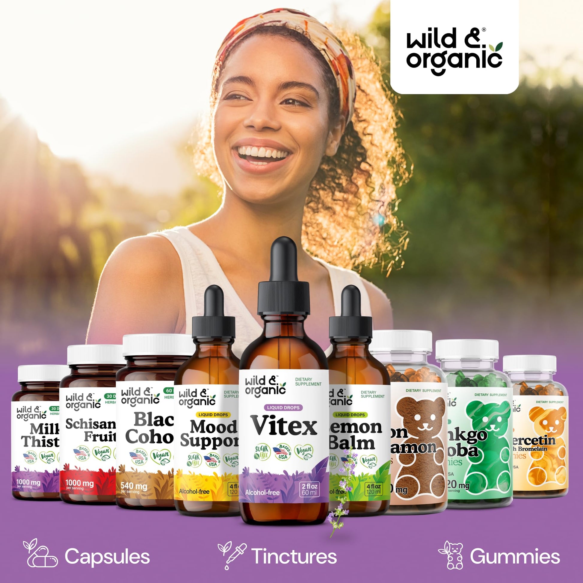 Wild & Organic Vitex Tincture - Mood & Perimenopause Support - Vitex Chasteberry Supplement for Women - Liquid Chaste Tree Berry Extract - Vegan, Sugar & Alcohol-Free Herb Drops - 4 fl oz - PrimeBioHealth - canada supplements