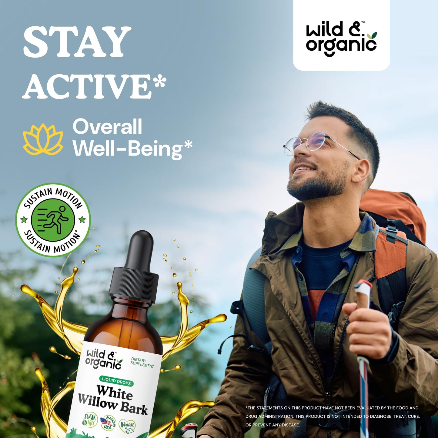 Wild & Organic White Willow Bark Tincture - Liquid Supplement for Overall Support - Alcohol & Sugar-Free White Willow Extract Drops - Salix Alba Bark - Vegan, No Additives - 4 fl oz - PrimeBioHealth - canada supplements