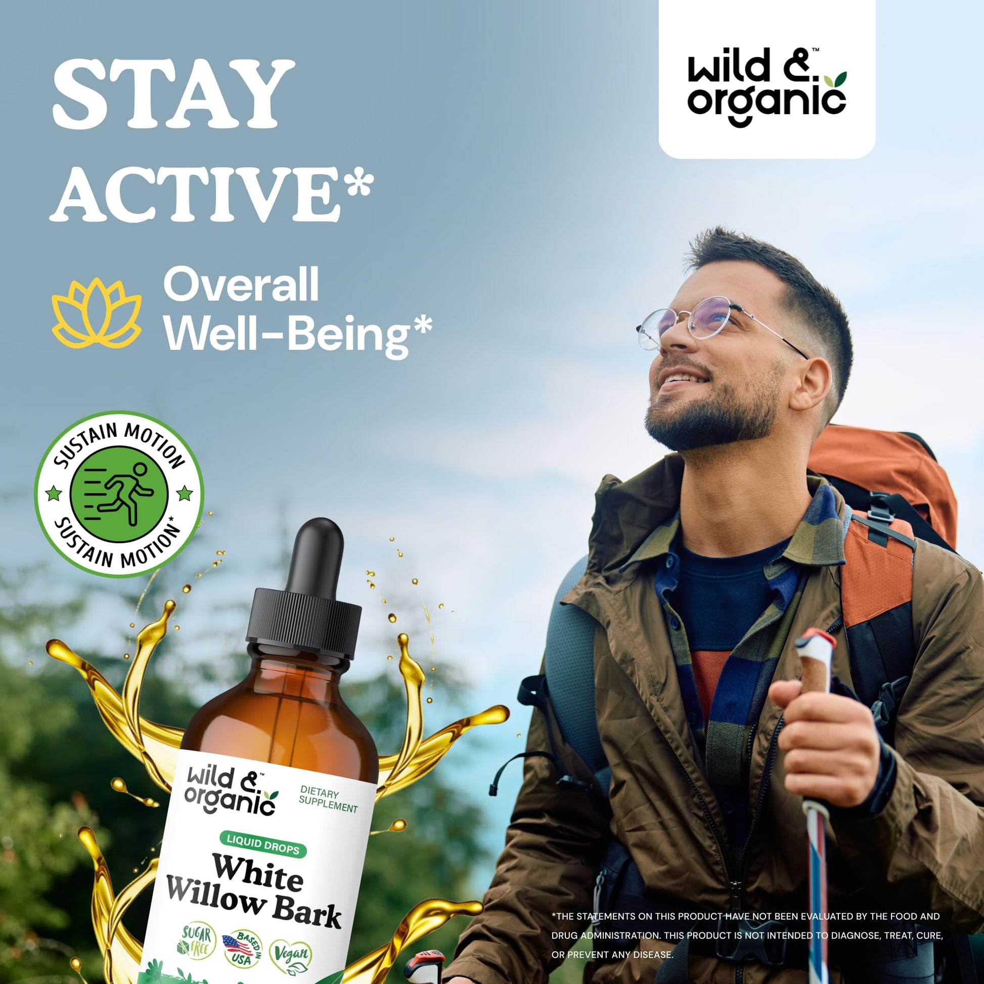 Wild & Organic White Willow Bark Tincture - Liquid Supplement for Overall Support - Alcohol & Sugar-Free White Willow Extract Drops - Salix Alba Bark - Vegan, No Additives - 4 fl oz - PrimeBioHealth - canada supplements