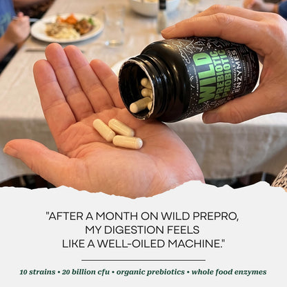 Wild Prebiotics and Probiotics with Digestive Enzymes | 20 Billion CFU - 10 Strains for Women & Men | Support Gut Health & Digestion Supplements | Non-GMO Prebiotic Fiber | 30 Capsules - PrimeBioHealth - canada supplements