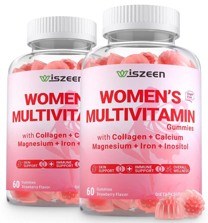 Wiszeen Sugar Free Methylated Multivitamin for Women Gummies, Biotin, Collagen, Calcium, Magnesium, Inositol, Folate, Iron, Vitamin A, C, D, E - PrimeBioHealth - canada supplements