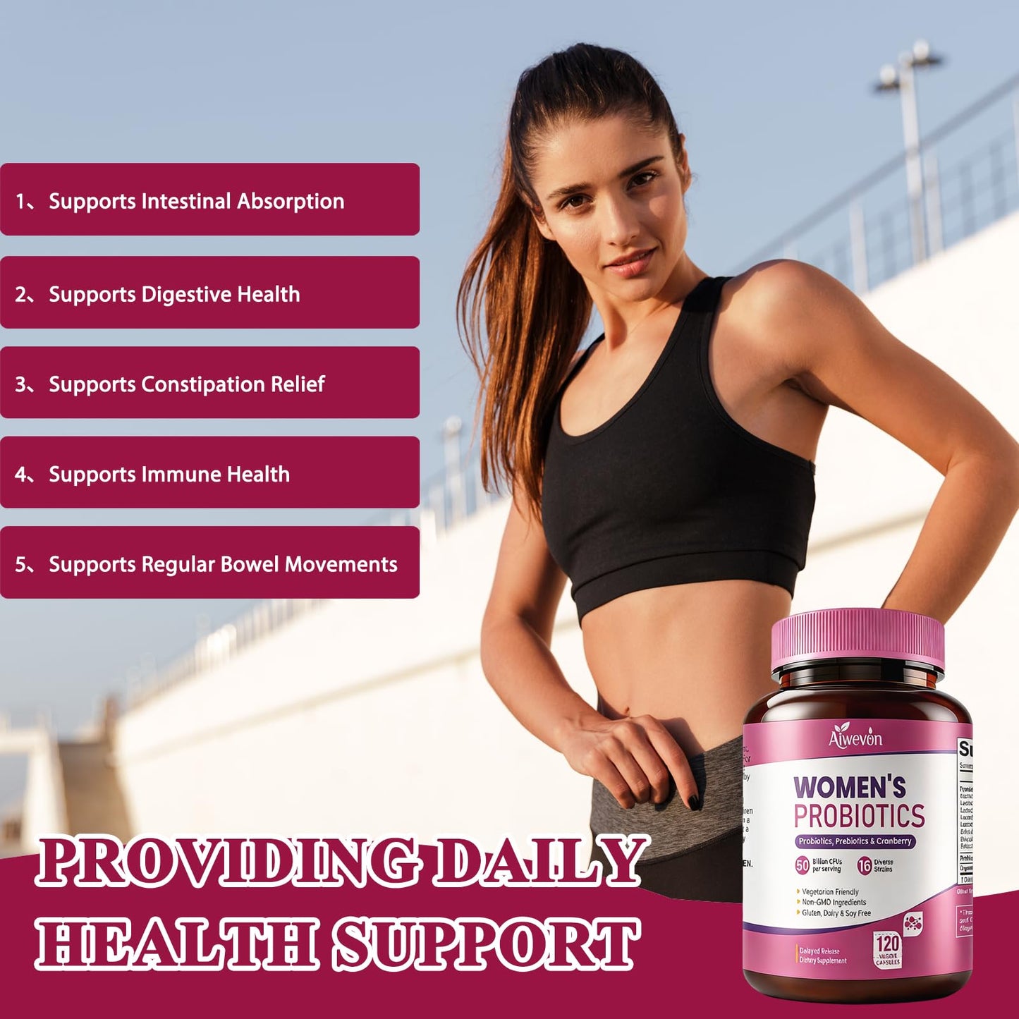 Women Probiotics 50 Billion CFU: Probiotics for Women with Prebiotics & Cranberry, 16 Strain Probiotic Supplement for Digestive Gut Health, Vaginal & Urinary Tract Support - PrimeBioHealth - canada supplements