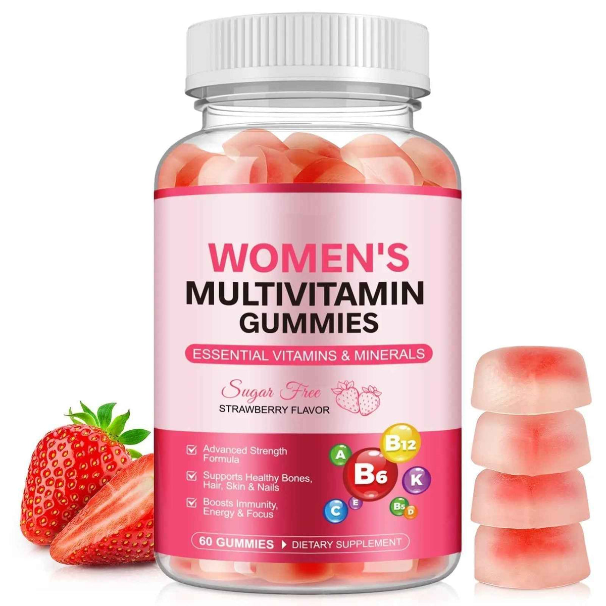 Women's Multivitamin Gummy, Vitamins A, C, D, E, K, B6, and B12 Womens Daily Multivitamin Gummy for Hair,Skin & Nails, Immune Energy