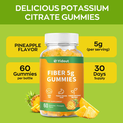Yidout Fiber Gummies for Adults with Probiotics，No Sugar Added Pineapple Flavor, Promotes Gut Health and Regulate Bowel Movement, Vegan (60 Count（Pack of 1）) - PrimeBioHealth - canada supplements
