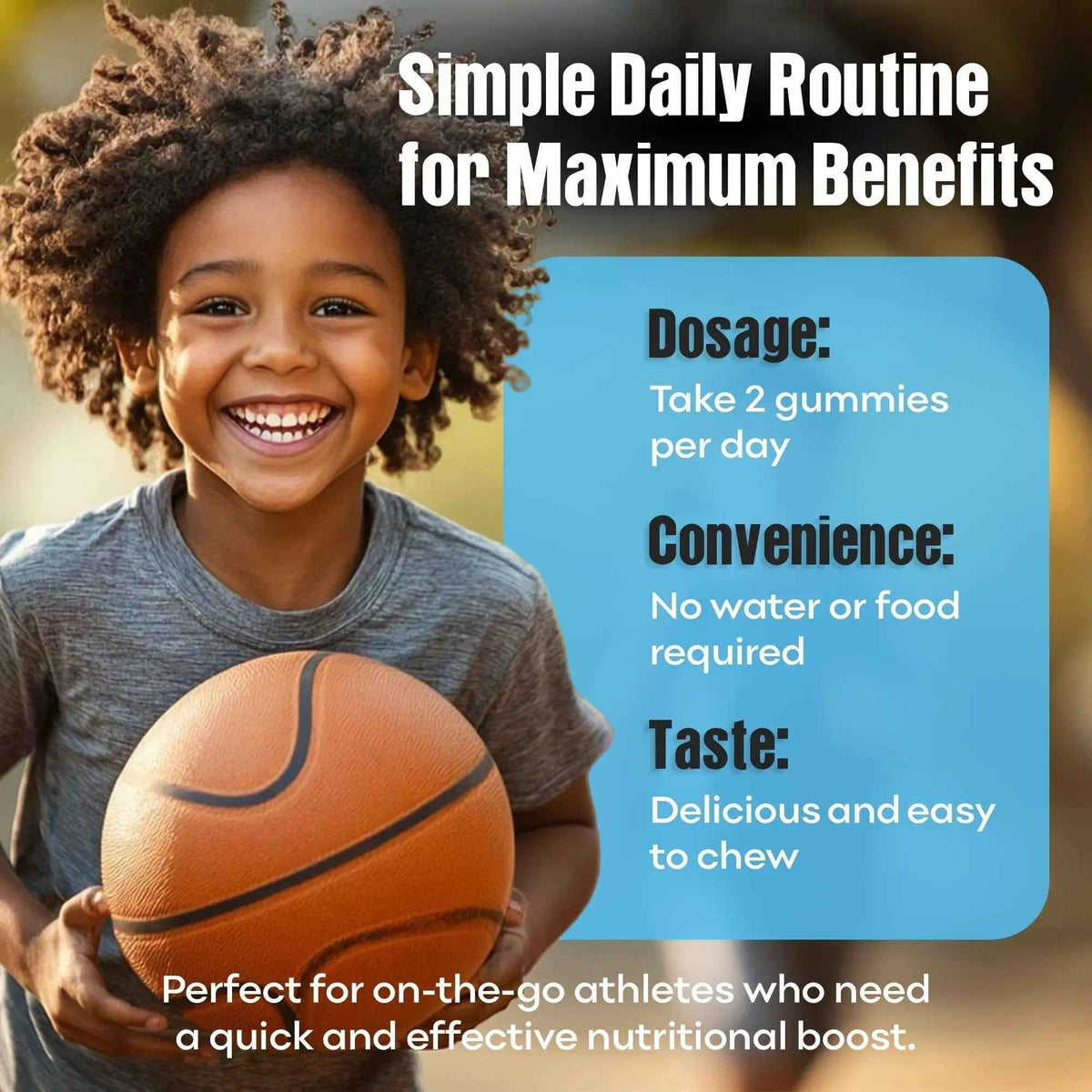 Youth Athletic Gummies – Kids Multivitamin Gummies with Essential Nutrients, Immune & Energy Support, Vegan & Gelatin-Free
