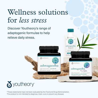 Youtheory Ashwagandha - with Organic KSM-66 Ashwagandha - Herbal Blend to Support Stress Relief & Energy Levels* - Helps Support Mood* - 60 Vegetarian Capsules (30-Day Supply) - PrimeBioHealth - canada supplements