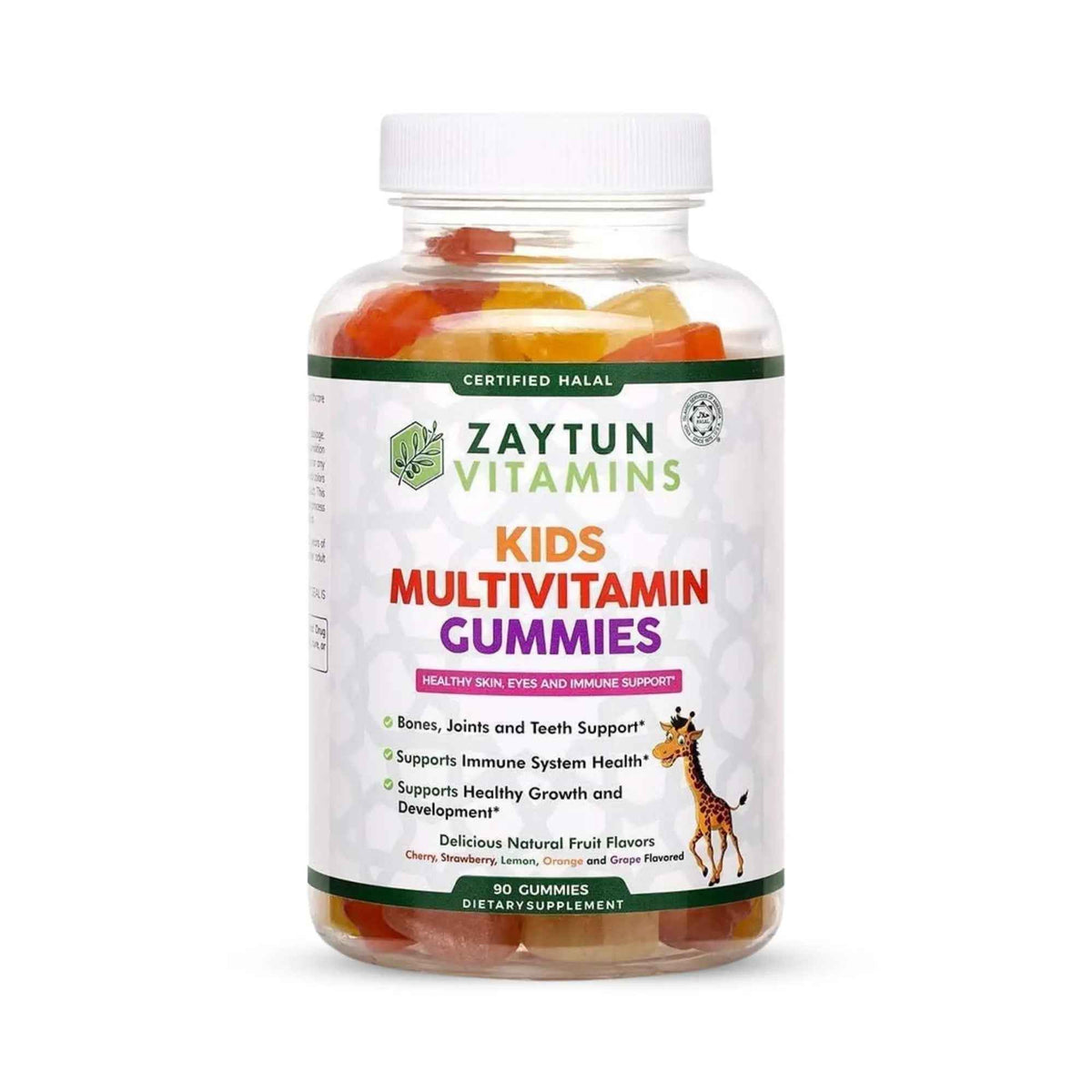 Zaytun Halal Vitamins for Kids Multivitamin Gummies, Naturally Sourced Vitamin A, C, D, E, B6, B12, Biotin - Vegetarian, No Gelatin