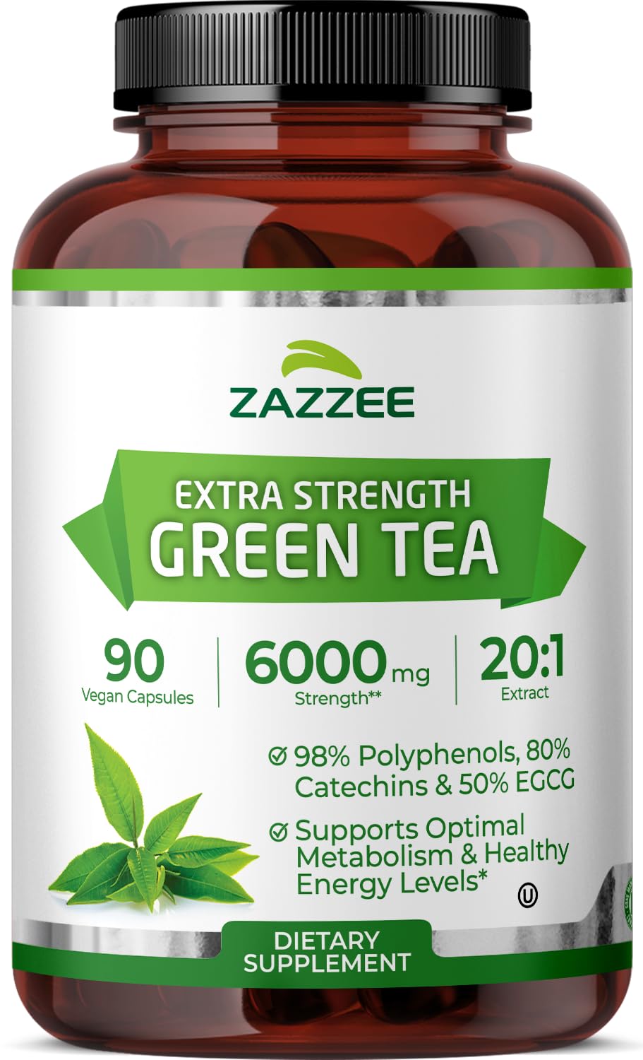 Zazzee Extra Strength Green Tea 20:1 Extract, 50% EGCG, 98% Polyphenols, 80% Catechins, 150 Vegan Capsules, 5 Month Supply, Certified Kosher, Antioxidant & Metabolism Support, Non-GMO, Made in the USA - PrimeBioHealth - canada supplements