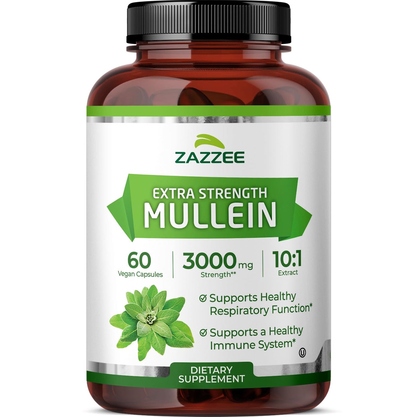 Zazzee Extra Strength Mullein Leaf 10:1 Extract, 120 Vegan Capsules, 4 Month Supply, Verbascum Thapsus, Respiratory & Lung Support, Certified Kosher, 100% Pure Leaf Powder, Non-GMO, Made in the USA - PrimeBioHealth - canada supplements