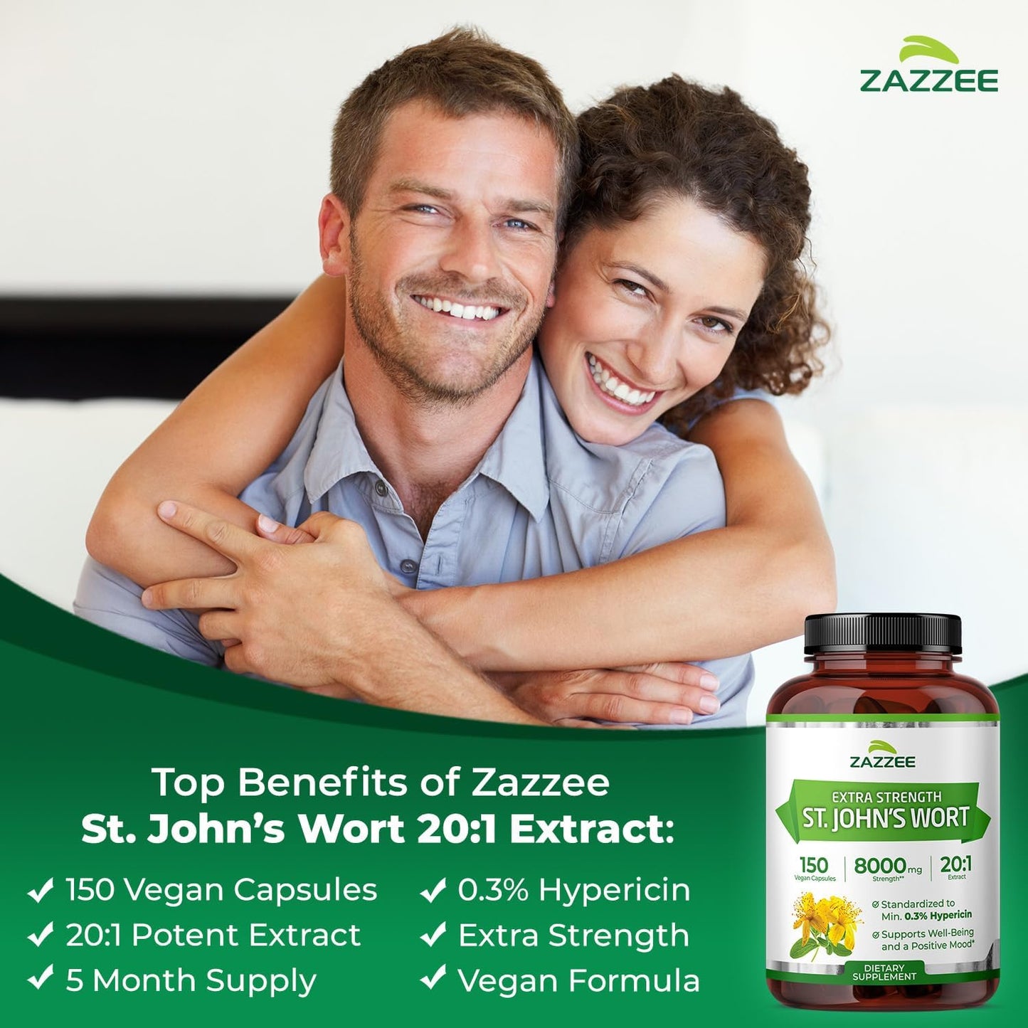 Zazzee Extra Strength St. John’s Wort 20:1 Extract, 0.3% Hypericin, 150 Vegan Capsules, 5 Month Supply, Hypericum Perforatum, Mood & Emotional Wellness Support, Herbal Supplement, Non-GMO, Made in USA - PrimeBioHealth - canada supplements