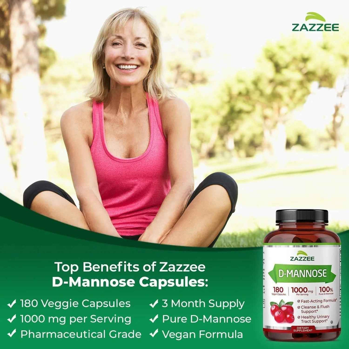 Zazzee Urinary Tract Cleanse & Detox Bundle | USDA Organic Dandelion Root Extract Capsules Plus D-Mannose 1000mg Capsules for UT & Bladder Cleansing