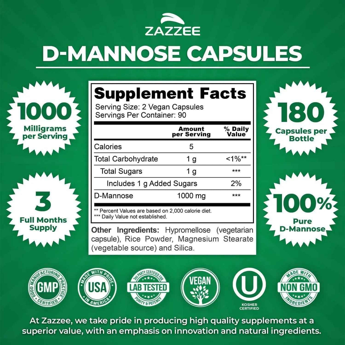 Zazzee Urinary Tract Cleanse & Detox Bundle | USDA Organic Dandelion Root Extract Capsules Plus D-Mannose 1000mg Capsules for UT & Bladder Cleansing