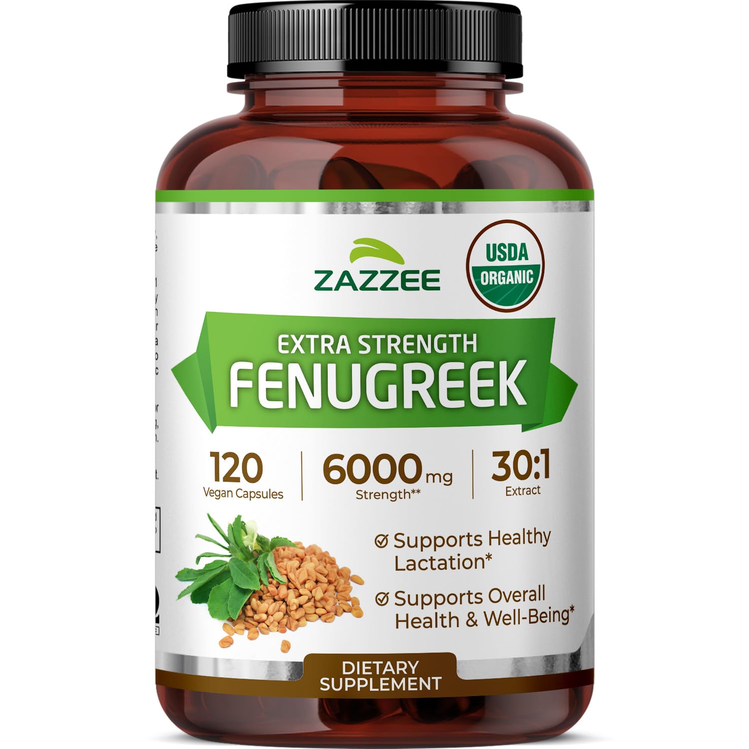 Zazzee USDA Organic Fenugreek 30:1 Extract, 120 Vegan Capsules, 4 Month Supply, Breastfeeding & Lactation Support for Nursing Mothers, Organic Herbal Supplement, All-Natural, Non-GMO, Made in the USA - PrimeBioHealth - canada supplements