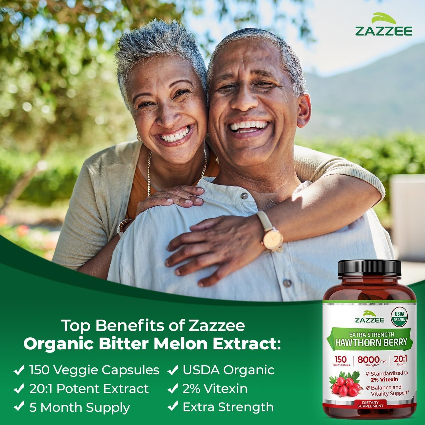 Zazzee USDA Organic Hawthorn Berry 20:1 Extract, 2% Vitexin, 150 Capsules | 5 Month Supply, Vegan, Crataegus Pinnatifida, Antioxidant & Circulation Support, Herbal Supplement, Non-GMO, Made in the USA - PrimeBioHealth - canada supplements