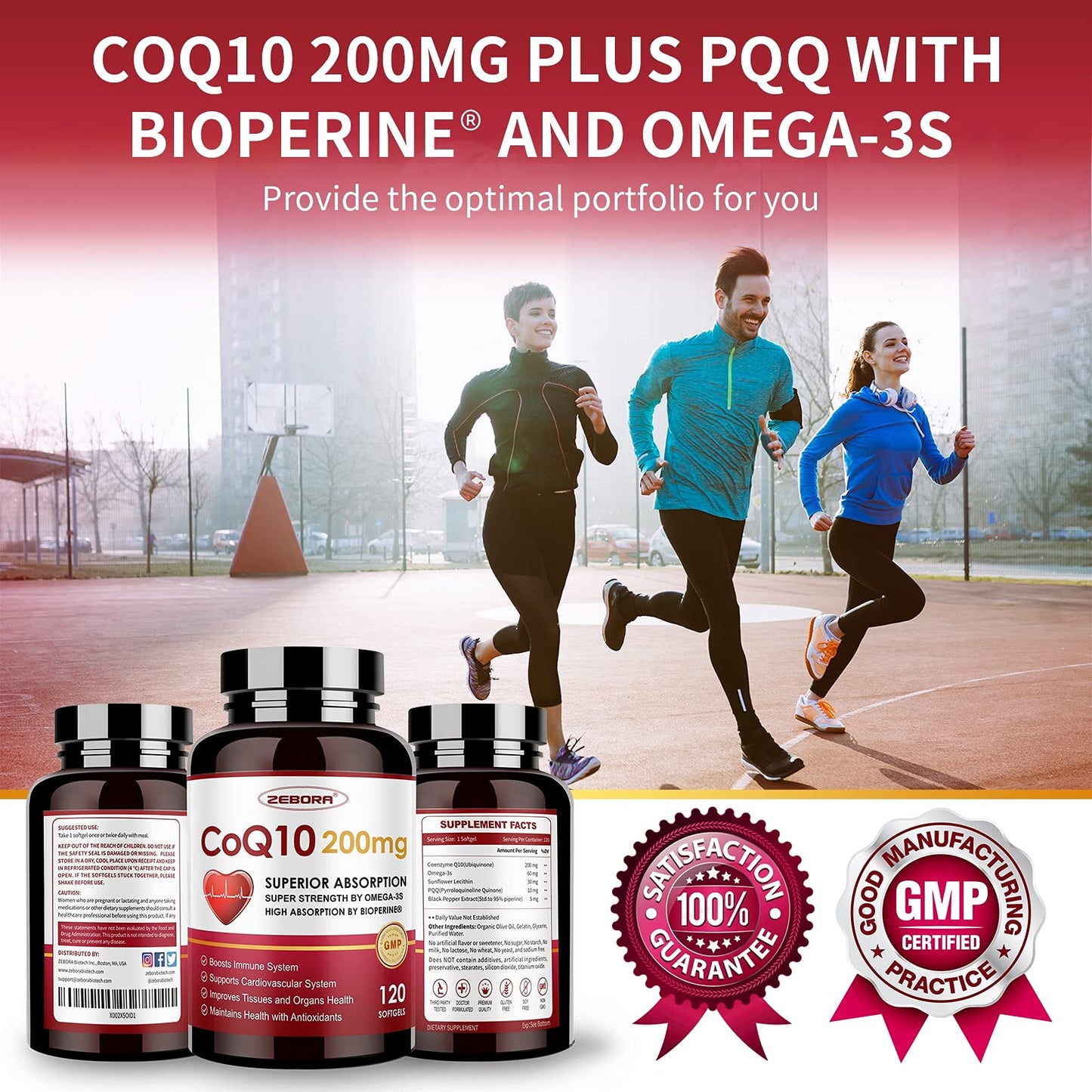 ZEBORA CoQ10-200mg-Softgels with PQQ, BioPerine & Omega-3, 120 Servings Coenzyme Q10(Ubiquinone) Supplement for High-Absorption, Powerful-Antioxidant - PrimeBioHealth - canada supplements
