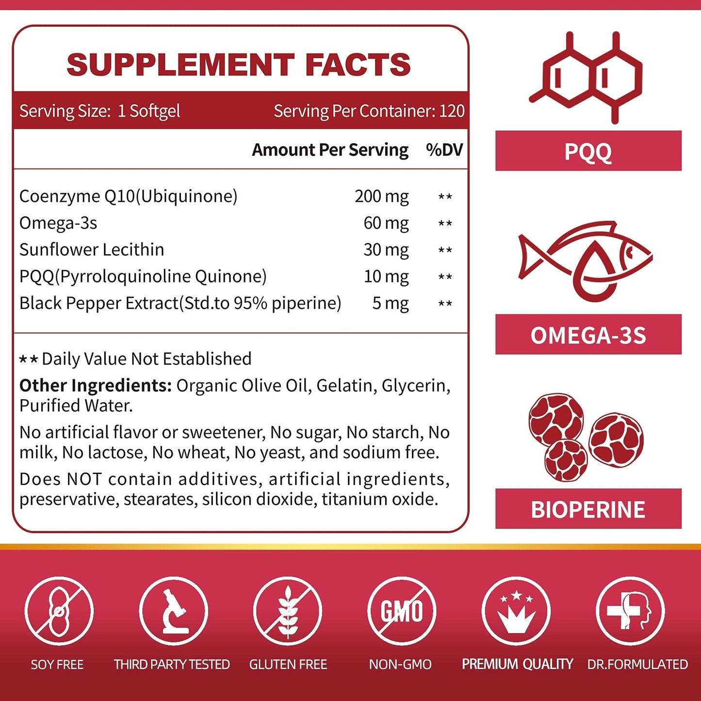 ZEBORA CoQ10-200mg-Softgels with PQQ, BioPerine & Omega-3, 120 Servings Coenzyme Q10(Ubiquinone) Supplement for High-Absorption, Powerful-Antioxidant - PrimeBioHealth - canada supplements