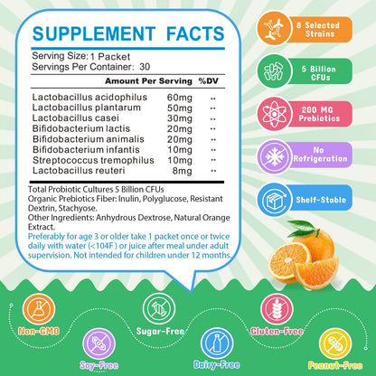 ZEBORA Kids Probiotic & Prebiotics Powder Age 3+ Support Children's Digestive & Immune System with Natural Source, Promotes Constipation Relief, Non-GMO - PrimeBioHealth - canada supplements