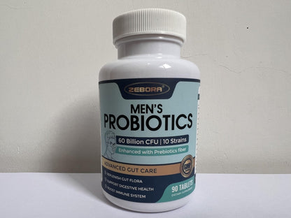 ZEBORA Probiotics for Men and Prebiotics for Digestive Health, 90 Tablets, 60 Billion CFUs for Immune and Gut Health, 10 Strains, Hypoallergenic Probiotics, - PrimeBioHealth - canada supplements