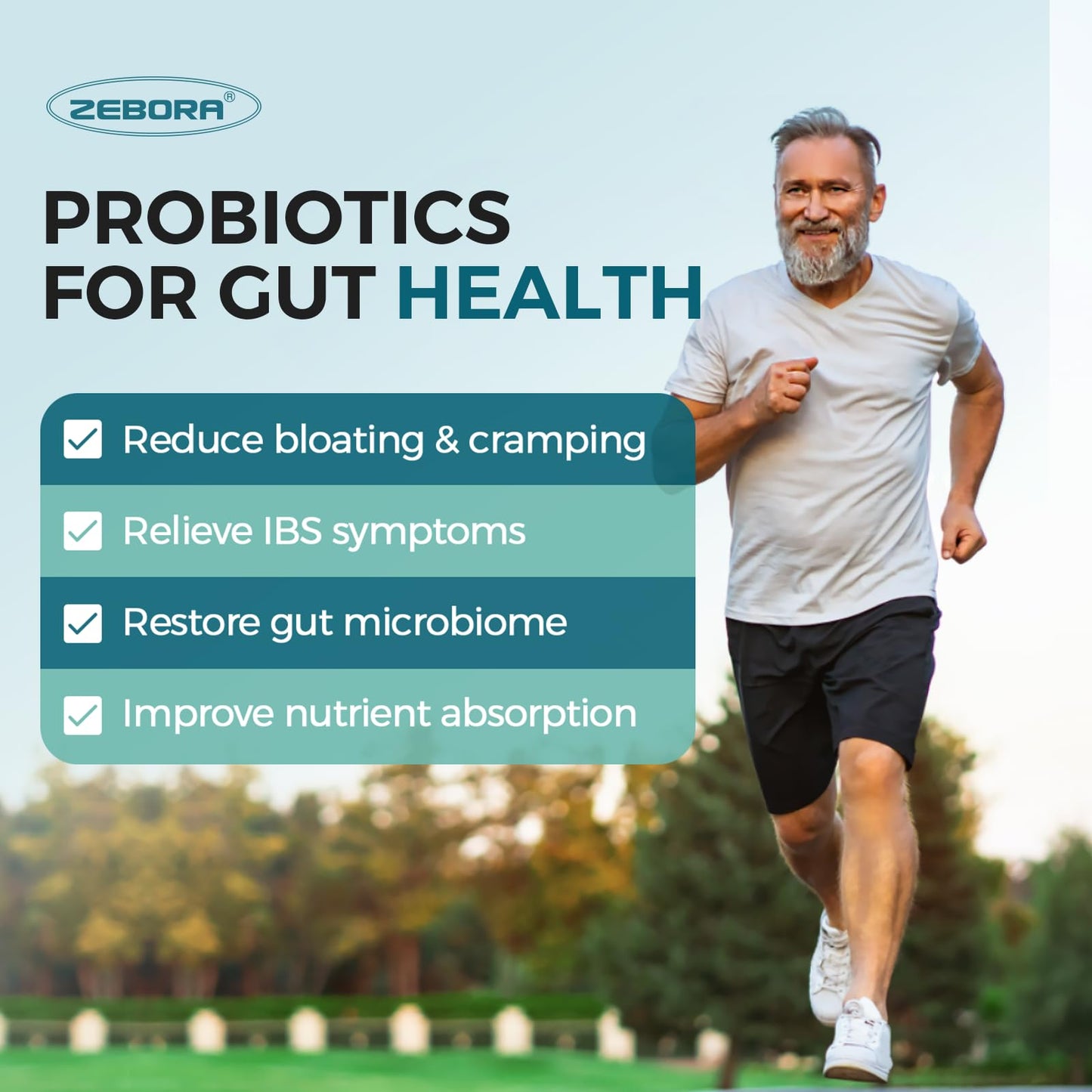 ZEBORA Probiotics for Men and Prebiotics for Digestive Health, 90 Tablets, 60 Billion CFUs for Immune and Gut Health, 10 Strains, Hypoallergenic Probiotics, - PrimeBioHealth - canada supplements