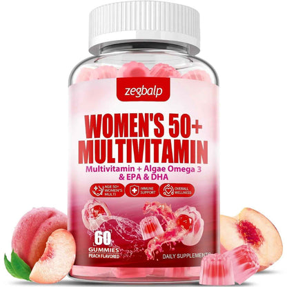 ZEGBALP Sugar-Free Womens Multivitamin 50 Plus Gummies with Calcium, Magnesium, Zinc, Vitamin A, C, D3, E, K2, B Complex, Folate, Biotin