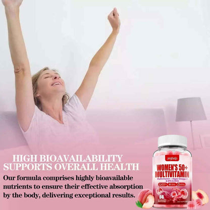 ZEGBALP Sugar-Free Womens Multivitamin 50 Plus Gummies with Calcium, Magnesium, Zinc, Vitamin A, C, D3, E, K2, B Complex, Folate, Biotin