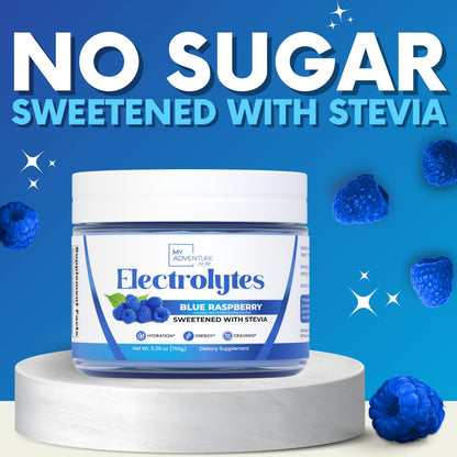 Zero Sugar - Blue Raspberry Electrolytes Powder - Refreshing Hydration - Caffeine Free Energy - All Natural Ingredients - Vegan, Keto and Paleo - Sugar Free Electrolyte Powder Drink Mix - 37 Servings - PrimeBioHealth - canada supplements