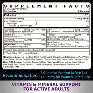 Zinc and Magnesium Supplement, Zinc Magnesium Aspartate Post Workout Gummies for Men Women, with Vitamin B6, B12, D3, Turmeric for Nighttime Recovery, Reduce Fatigue, Boost Immunity & Sleep, 120 Count - PrimeBioHealth - canada supplements