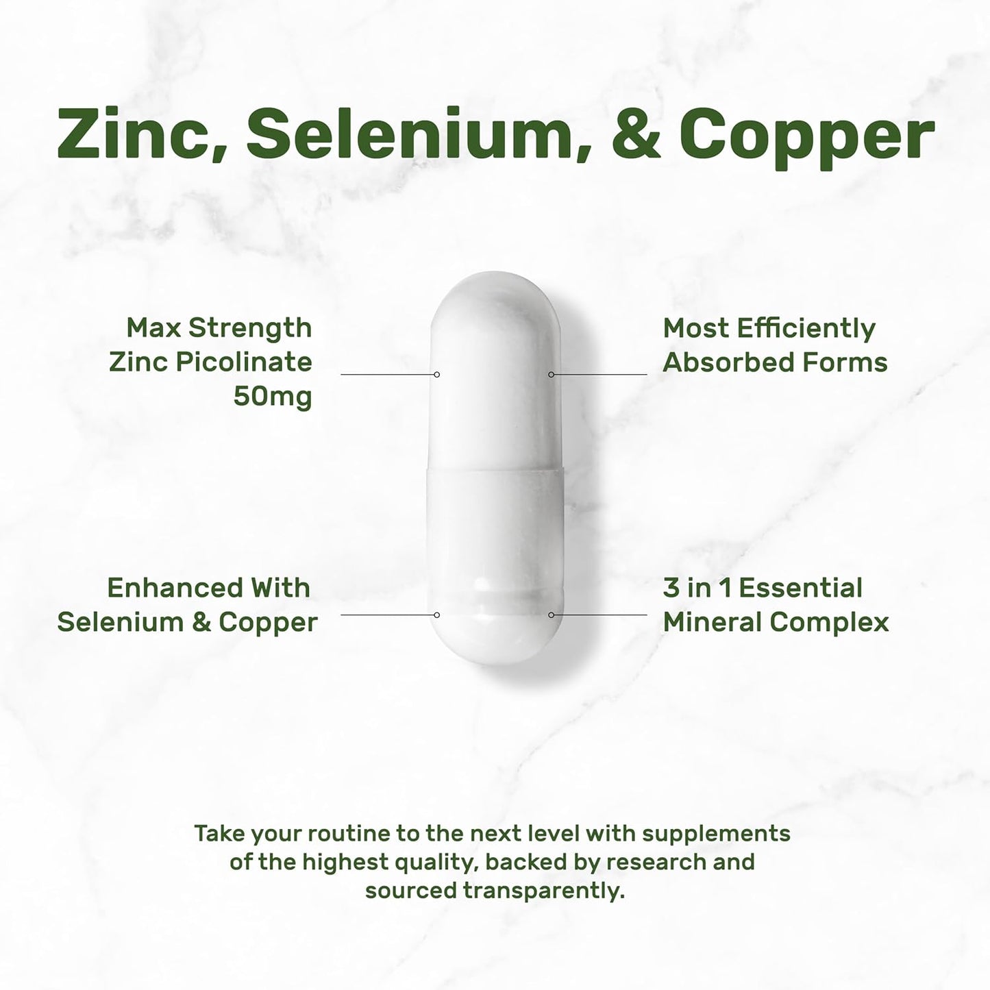Zinc Picolinate 50mg with Copper & Selenium, 240 Capsules | 3-in-1 High Absorption Mineral Complex | Chelated Zinc Supplement for Immune Support* | 8 Month Supply - PrimeBioHealth - canada supplements