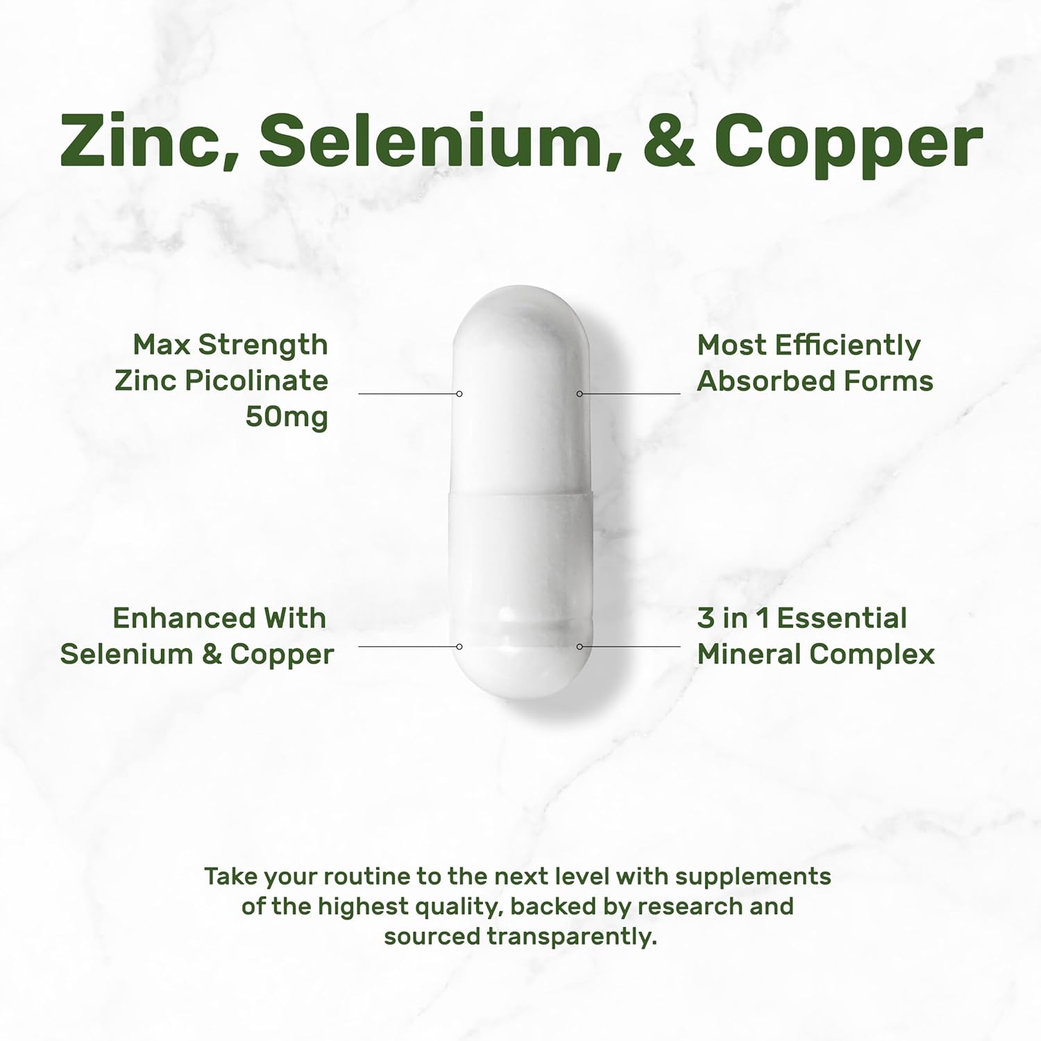 Zinc Picolinate 50mg with Copper & Selenium, 240 Capsules | 3-in-1 High Absorption Mineral Complex | Chelated Zinc Supplement for Immune Support* | 8 Month Supply - PrimeBioHealth - canada supplements